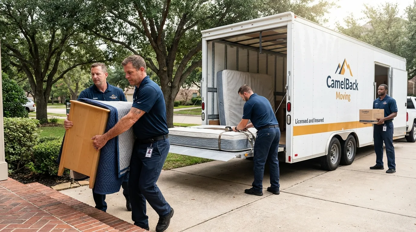 Crew loading residential truck for cross-state move from Williamstown, VT